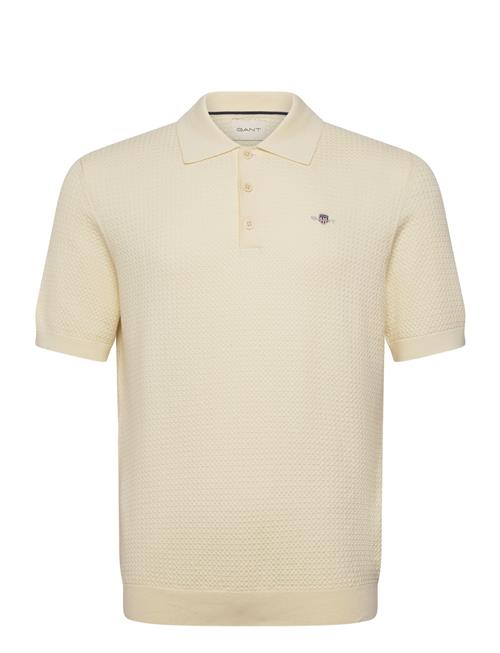 Textured Cotton Ss Polo GANT Cream