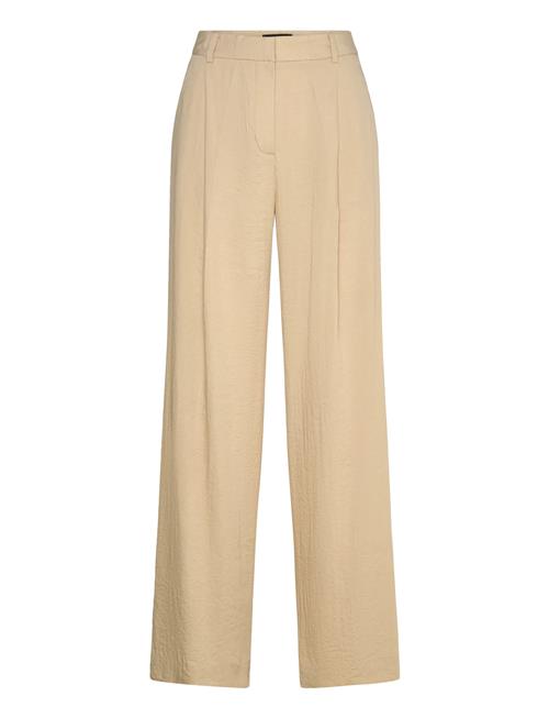 Wide Leg Pleated Trousers Mango Beige