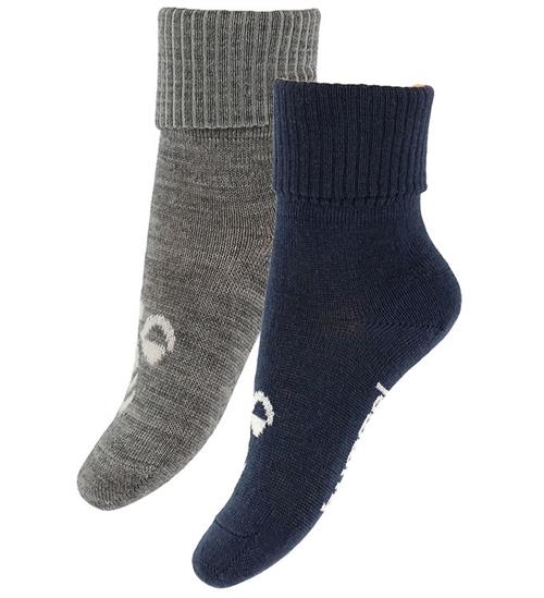 Hummel Strømper - HmlMini - 2-pak - Uld - Dress Blues/Grey Mela