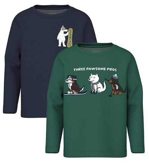 Name It Bluser - 2-Pak - NmmVux - Bistro Green/Navy Blazer Snowb