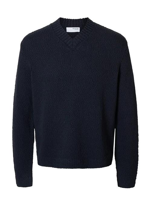Slhangus Ls Knit Relaxed V-Neck Selected Navy