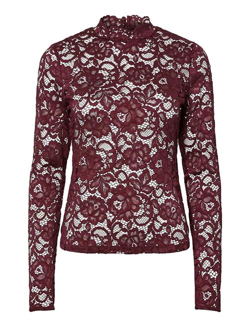Yaslacey Ls Lace Top S. Noos YAS Burgundy