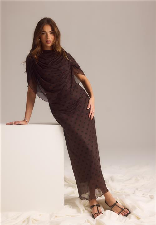 Bubbleroom Occasion Cape Mesh Ankle Dress