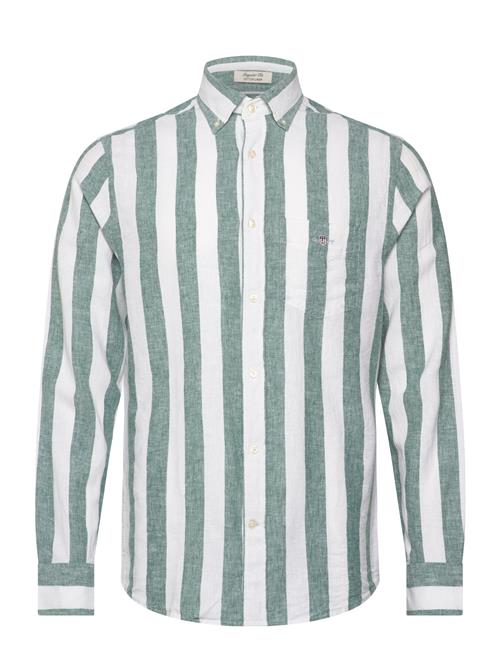 Reg Cotton Linen Bold Stripe Shirt GANT Green