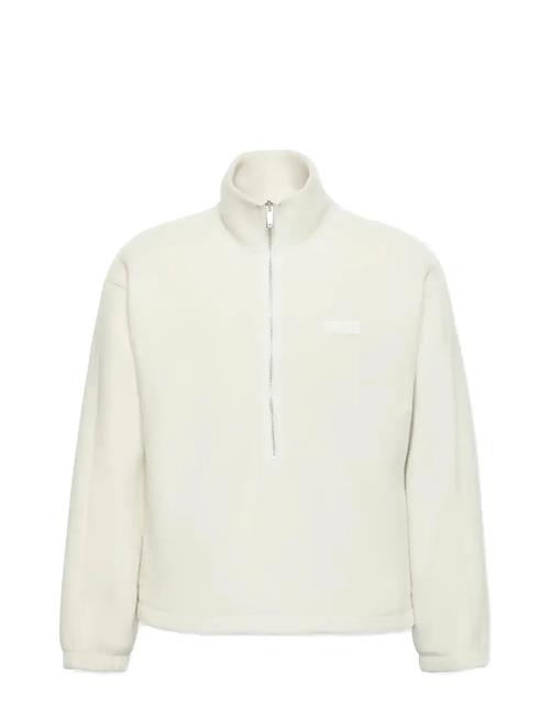 Polar Fleece Rib Mock Neck Qtr Z Calvin Klein Cream