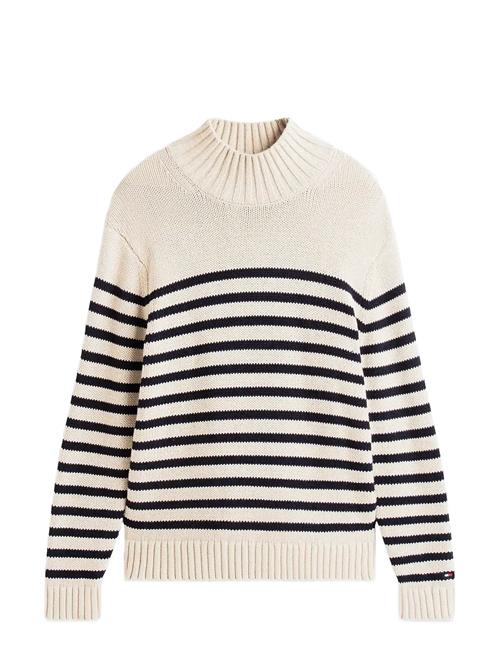 Breton Cotton Stripe Mock Neck Tommy Hilfiger Cream