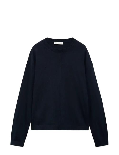 Decorative Seams Cotton Sweater Mango Navy