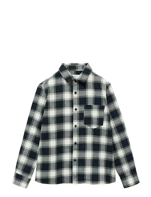 Check Cotton Shirt Mango Navy