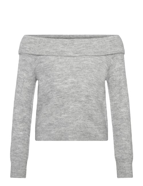 Nlflodets Ls Off Shoulder Knit Top LMTD Grey