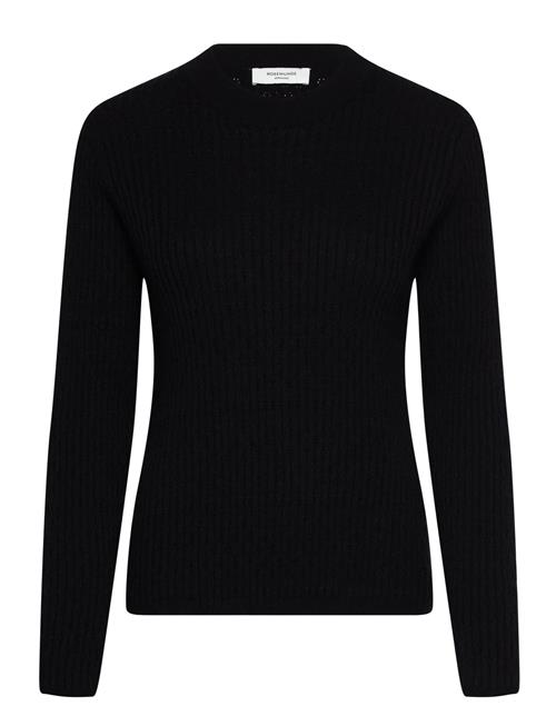 Rwdarcy Ls Pointelle Crew Knit Rosemunde Black