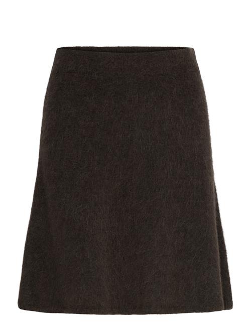 Slflulu Brushed Hw Knit Skirt Selected Brown
