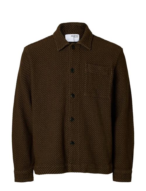 Slhregfred Structured Overshirt Selected Brown