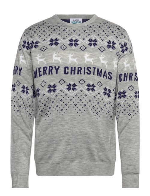 Merry Christmas Sweater Happy Seasons Grey
