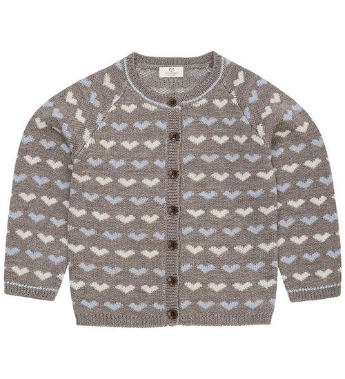 Copenhagen Colors Cardigan - Strik - Naturalmel/Dusty Blue Comb