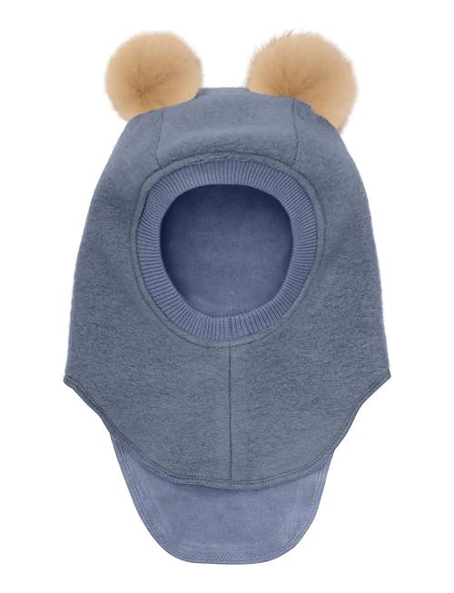 Balaclava Wool Alpaca Pompoms Huttelihut Blue