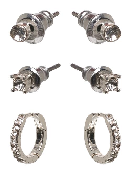 Sia Crystal Earrings 3-In-1 Set Silver-Plated Pilgrim Silver