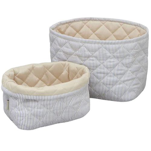Cam Cam 2-pak Stribede Quiltede Opbevaringskurve Classic Stripes Blue Praline  Classic Stripes Blue Praline One Size    One Size  unisex