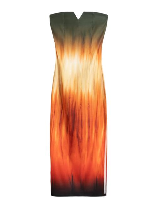 Se Bershka Kjole  gul / mørkegrøn / mørkeorange / sort ved About You