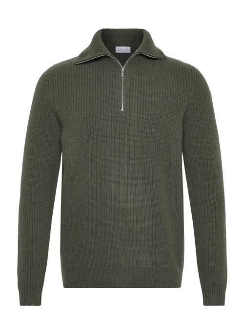 Man Chunky Rib Half Zip Davida Cashmere Green