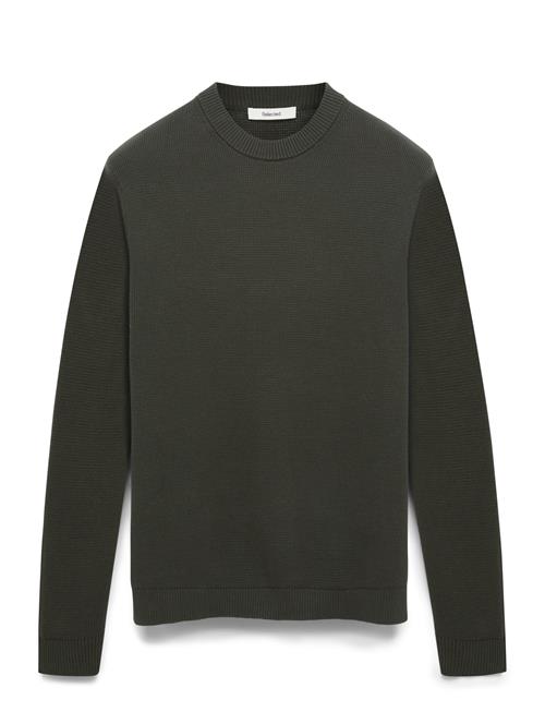 Slhdane Ls Knit Structure Crew Neck Noos Selected Green