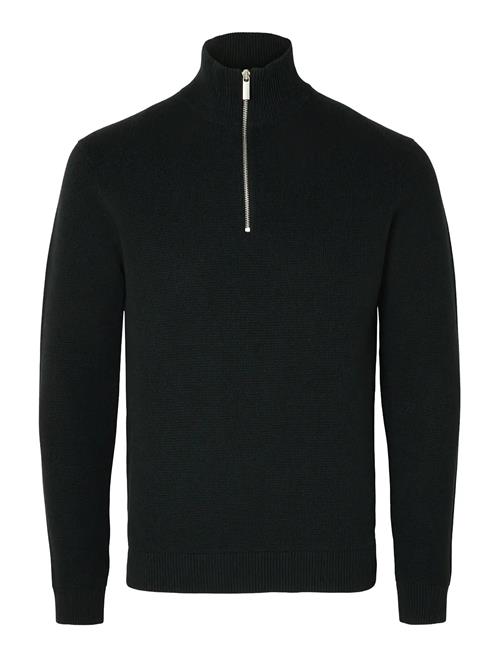Slhdane Ls Knit Structure Half Zip Noos Selected Black