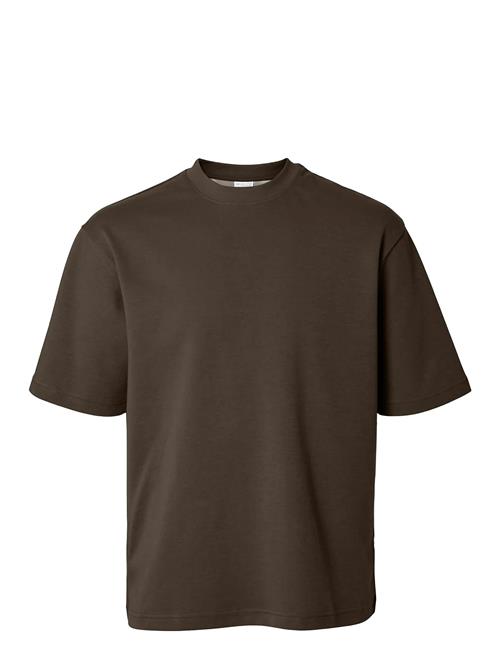 Slhlooseoscar Ss O-Neck Tee Noos Selected Brown