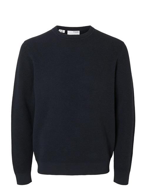 Slhross Ls Knit Structure Crew Neck Noos Selected Navy