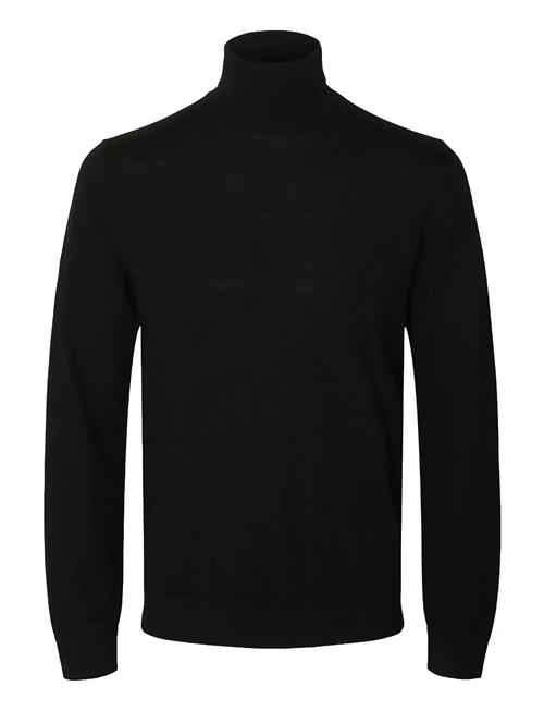Slhtray Ls Knit Merino Roll Neck Noos Selected Black