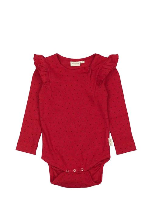 Body L/S Frill Modal Heart Petit Piao Red