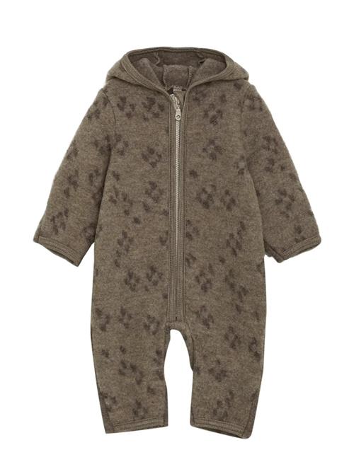 Pram Suit Ears Wool Fleece Huttelihut Brown