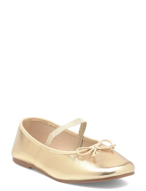 Metallic Ballet Flats With Bow Mango Gold
