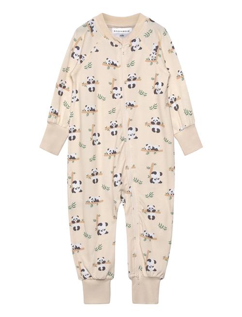 Bamboo Two Way Zip Pyjamas Green Tractor Geggamoja Cream