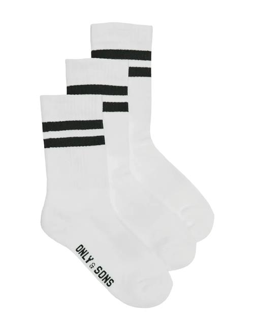 Onsrody Stripe 3-Pack Tennis Sock Noos ONLY & SONS White