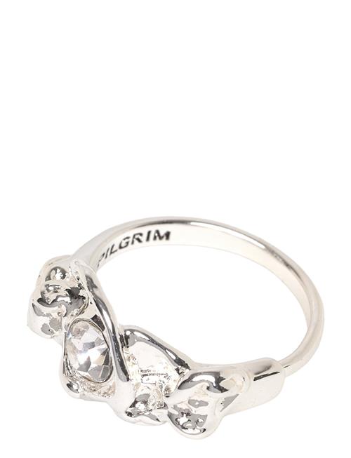 Tina Organic Shape Crystal Ring Silver-Plated Pilgrim Silver
