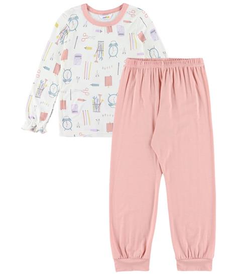 Joha Nattøj - 2 Delt - Viskose/Bambus - Off White m. Print