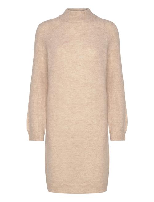 Slflulu Ls High Neck Knit Dress Selected Beige