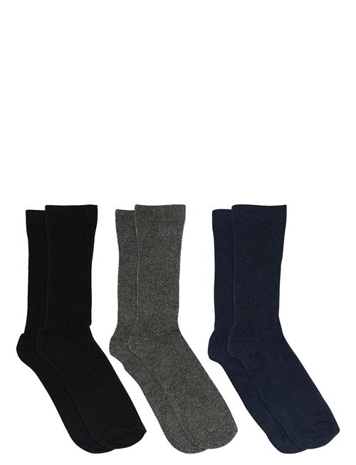 Fine Cotton Rib Socks 3-Pack Mp Denmark Black