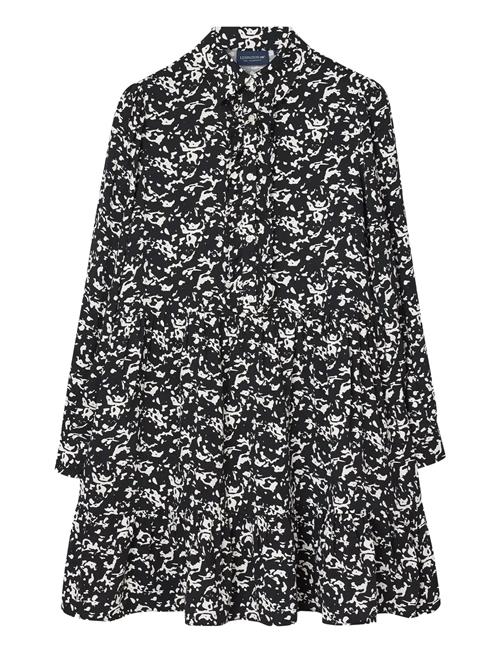 Printed Frill Tunic Dress Lexington Clothing Black