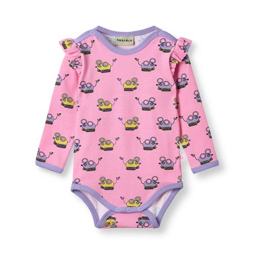 Småfolk Regent With Robot Mice Langærmet Baby Body Pink Lilac  Pink lilac-62 cm  Lyserød  62 cm  kvinde