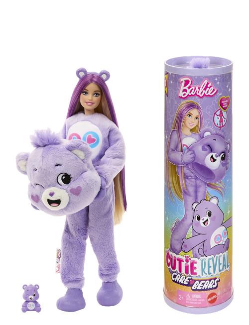 Cutie Reveal Care Bears Series Doll & Accessories In Share Bear Plush Costume, 10 Surprises Barbie Patterned