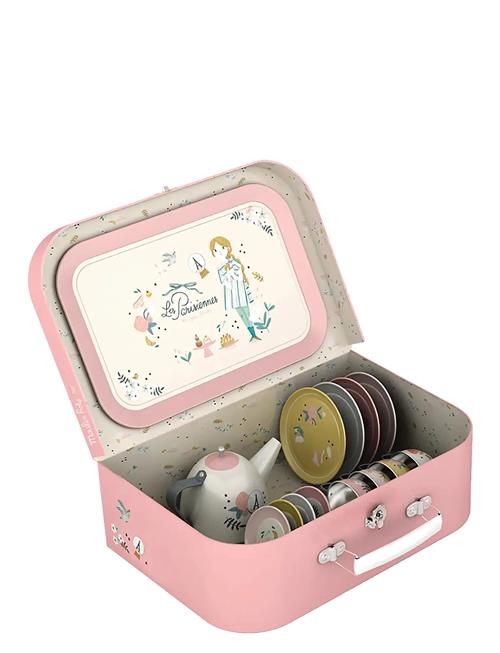 Tea Set In Carry Case 14 Pcs - Les Parisiennes Moulin Roty Pink