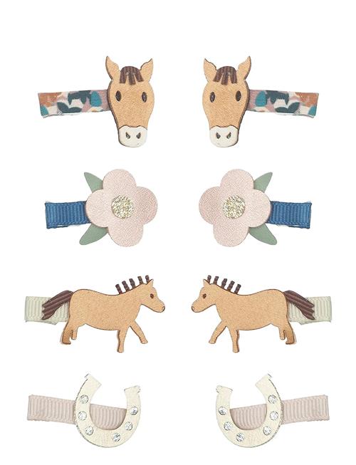 8 Hair Clips - Mini Horse Homestead Mimi & Lula Patterned