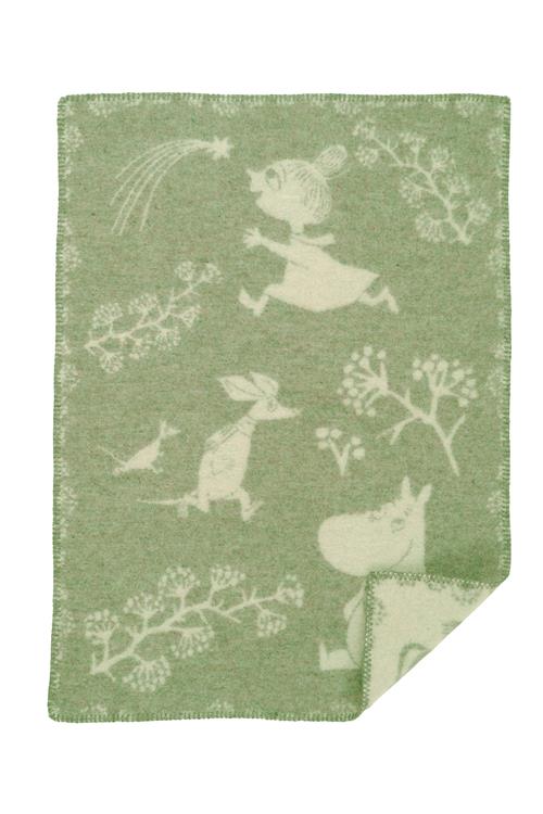Klippan Yllefabrik Moomin Winterland Uldtæppe Frost Green  Frost Green-Onesize  Grøn  One Size  unisex