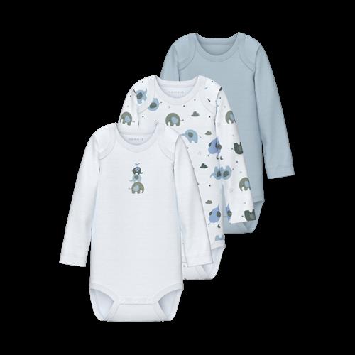NAME IT 3-Pak Body Langærmet Baby Blue
