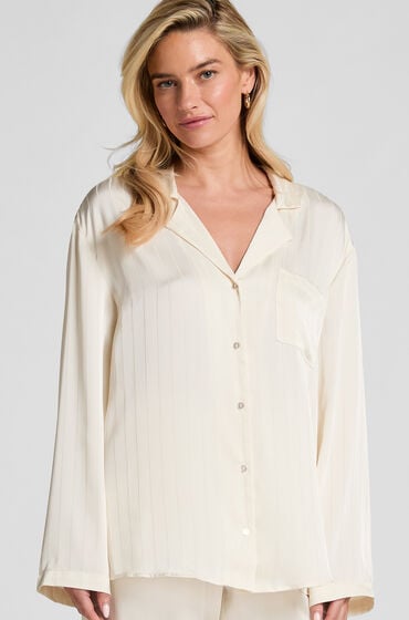 Hunkemöller Satinjakke med nålestriber Hvid