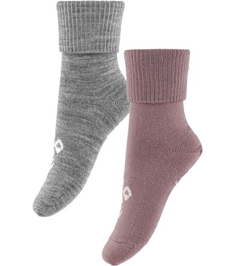 Hummel Strømper - HmlMini - 2-pak - Uld - Grey Melange/Twillight