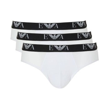Emporio Armani Armani Stretch Jersey Briefs With Logo 3P Hvid bomuld Medium Herre