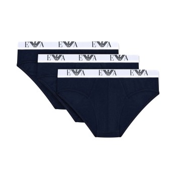Emporio Armani Armani Stretch Jersey Briefs With Logo 3P Marineblå bomuld Large Herre