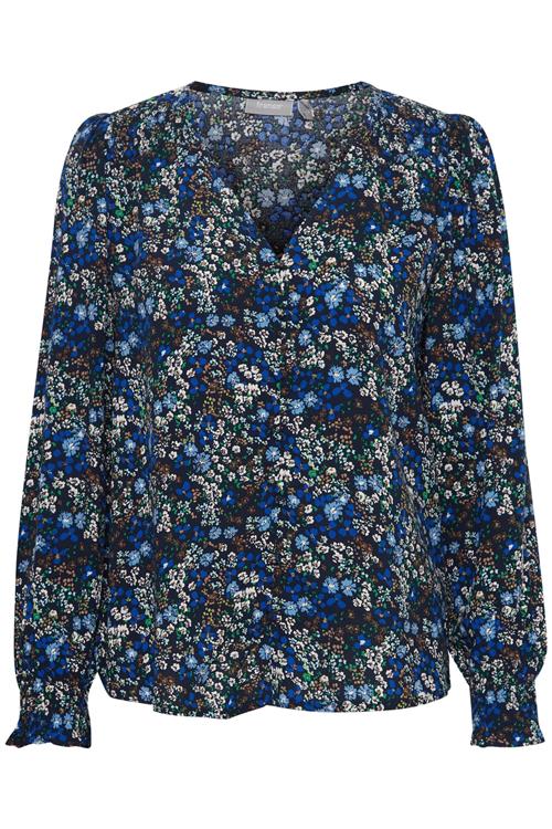 Fransa Bluse  blå / brun / hvid