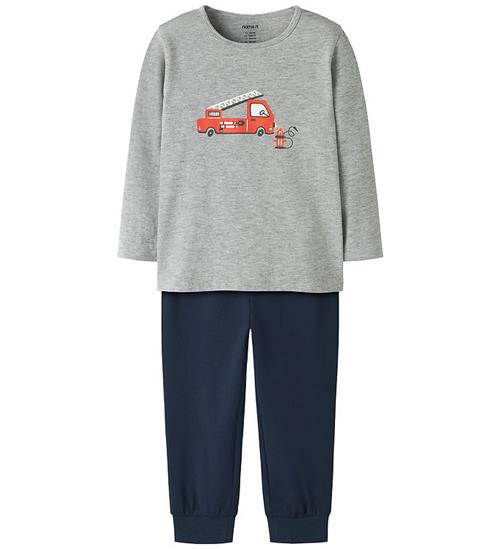 Name It Nattøj - Noos - NmmNightset Firetruck - Grey Melange/Dar